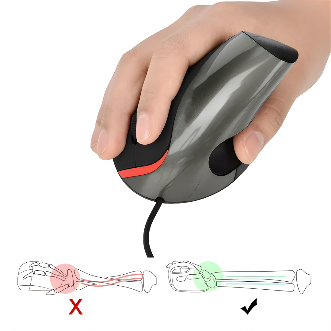 MOUSE ERGONÓMICO CON CABLE – Comodidad natural, control preciso y menos tensión al trabajar