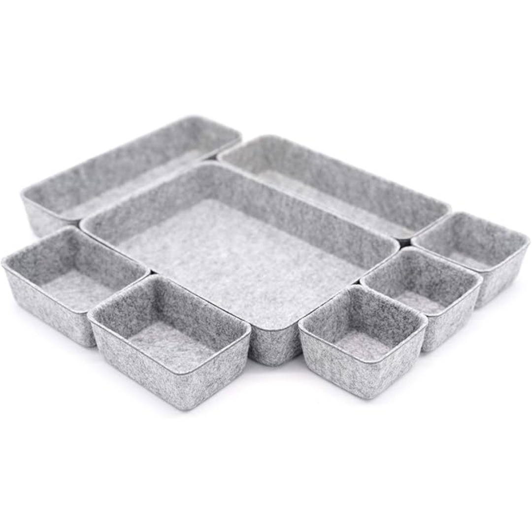 KIT DE ORGANIZACIÓN DE ESCRITORIO GRIS CLARO 8 PIEZAS – Orden, estilo y productividad en un solo set