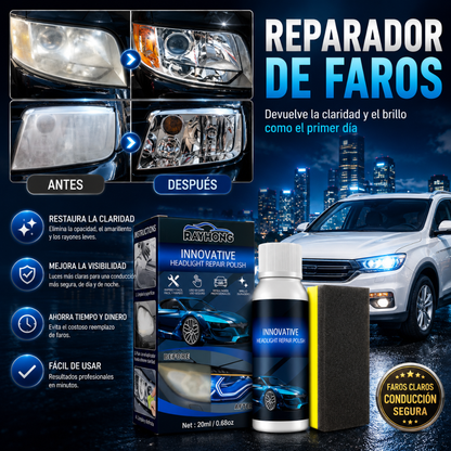 CREMA REPARADORA DE FAROS — Restaura la claridad de tus faros en minutos y ahorra el costo de comprar uno nuevo