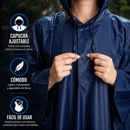 PONCHO IMPERMEABLE REFLECTANTE – Protección total bajo la lluvia, con máxima visibilidad