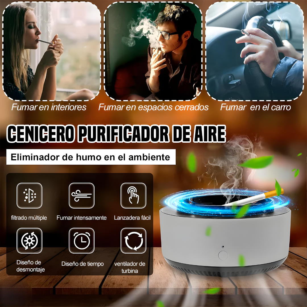 CENICERO ELÉCTRICO CON PURIFICADOR DE AIRE – Control de humo, ambiente más limpio y mayor comodidad en espacios cerrados
