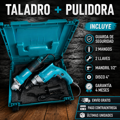 TALADRO + PULIDORA – Potencia total, precisión profesional y versatilidad en cada proyecto