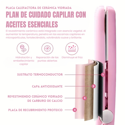MINI PLANCHITA DE PELO – Cabello liso y definido en minutos, estilo perfecto donde quieras