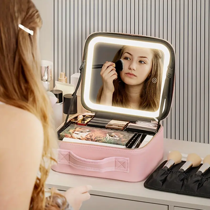 COSMETIQUERA CON ESPEJO LED — Tu mini beauty studio portátil
