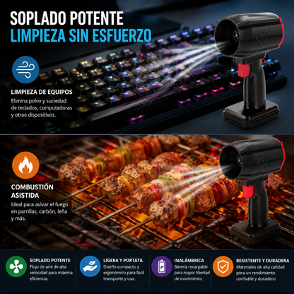 SOPLADORA DE AIRE INALÁMBRICA – Limpieza potente sin cables