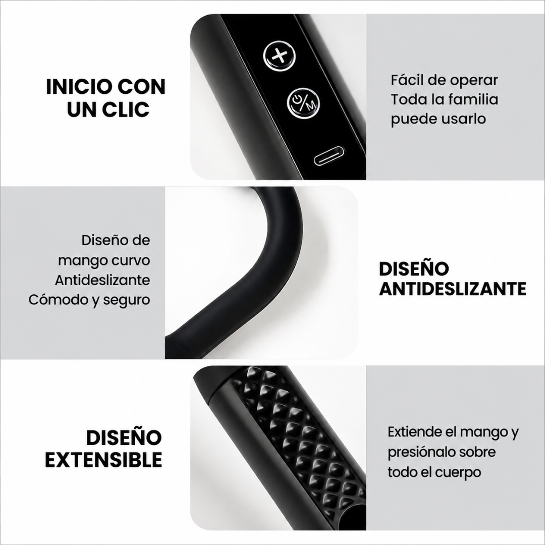MASAJEADOR CURVO ERGONÓMICO — El alivio profundo que necesitas, exactamente donde lo necesitas, sin depender de nadie