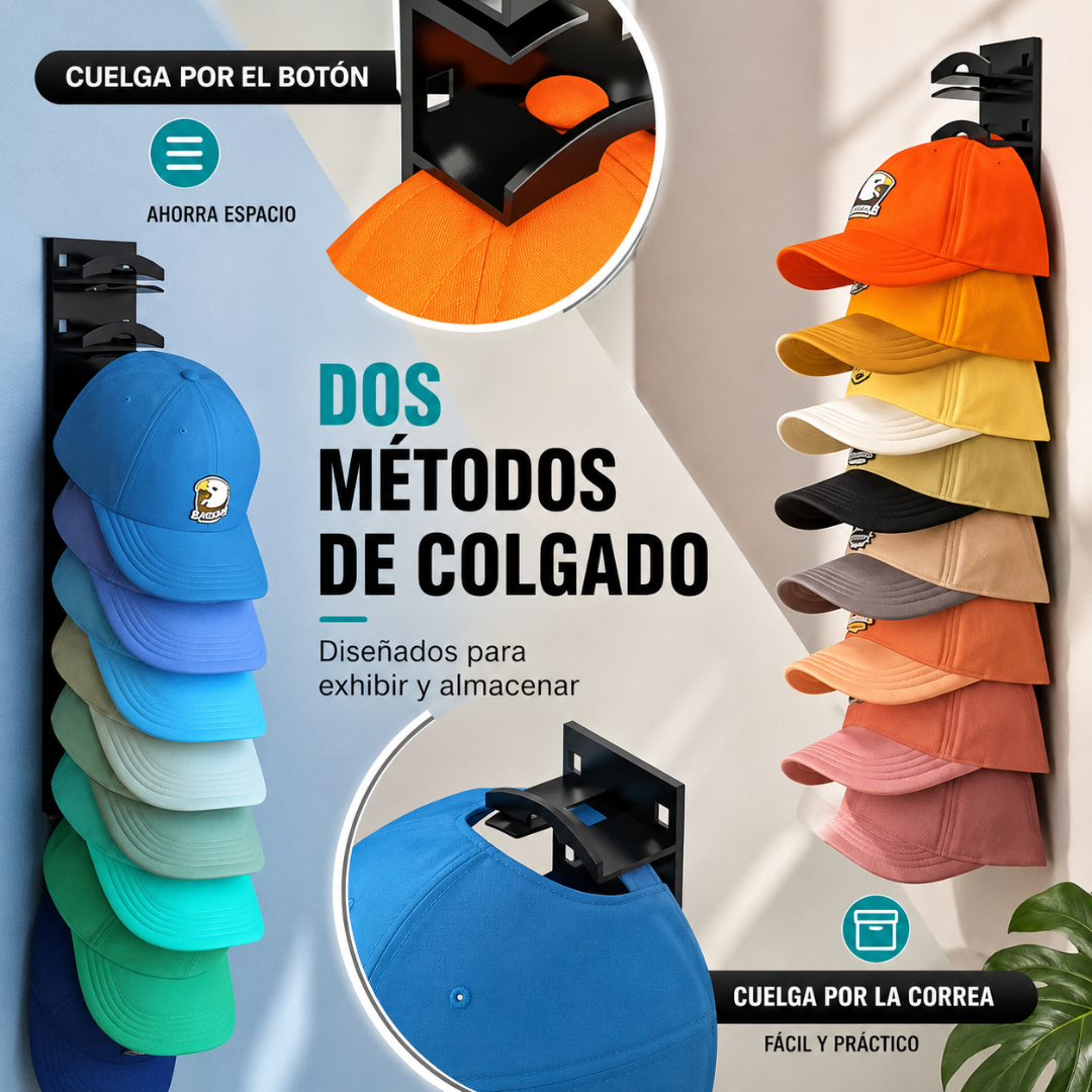 ESTANTE PARA GORRAS – Orden visible y sin desorden