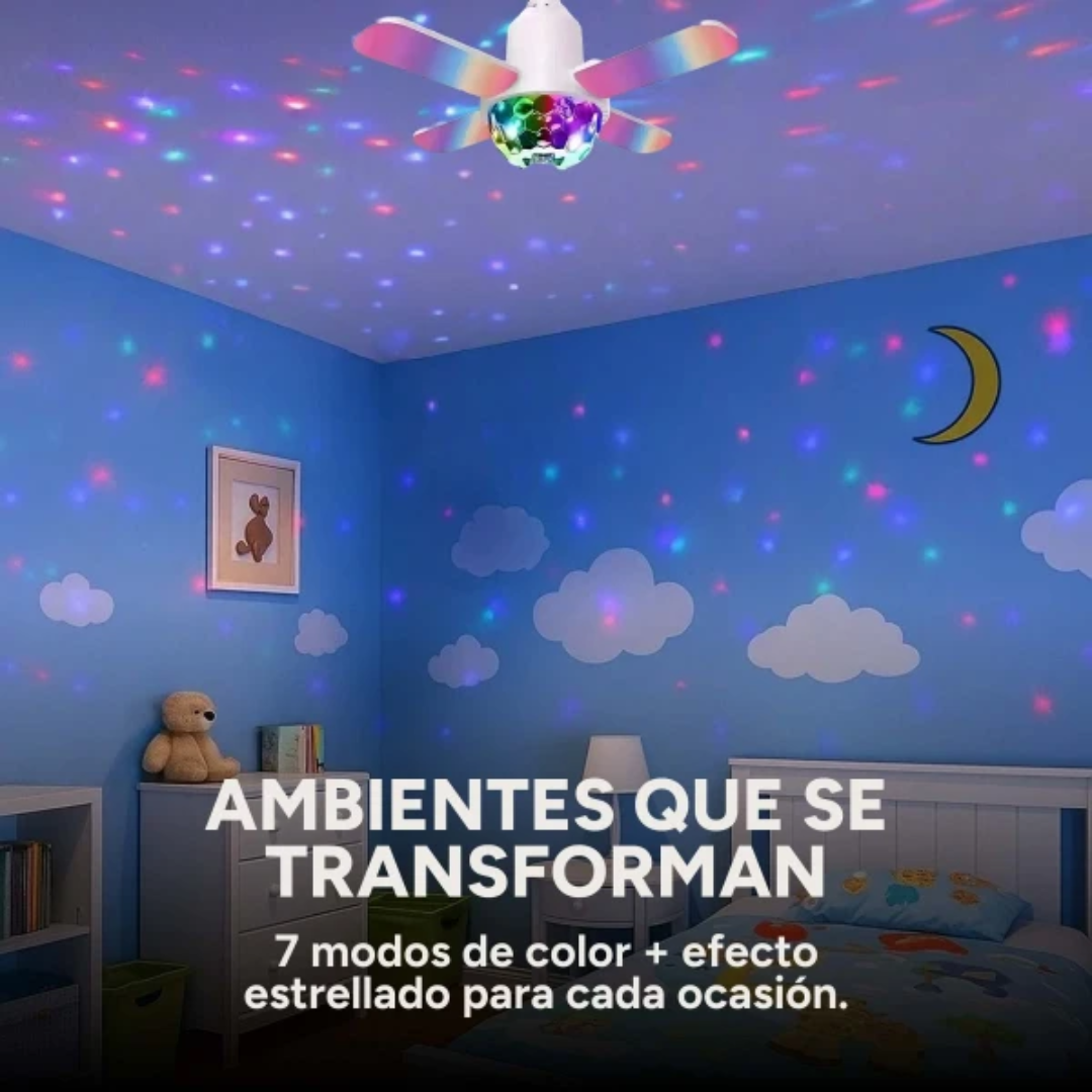 FOCO LED CON PARLANTE — Iluminación potente y música en un solo clic