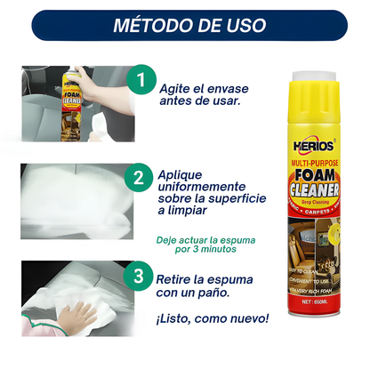 FOAM CLEANER LIMPIADOR MULTIUSOS 650ML (EL ORIGINAL) – Limpieza profunda automotriz, espuma activa y acabado profesional