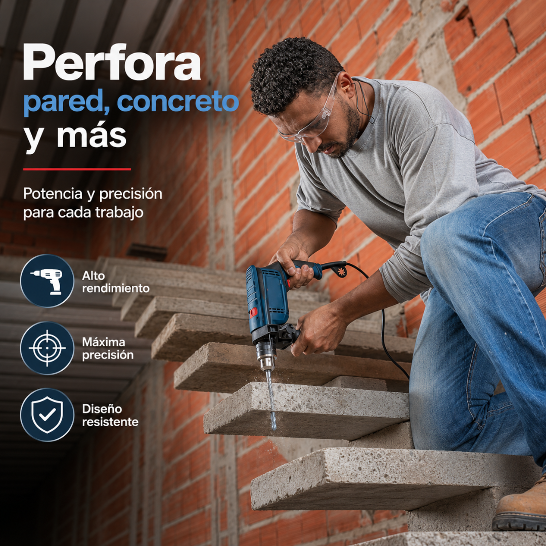 BARRENO – Potencia y control para perforar paredes, madera y metal con facilidad