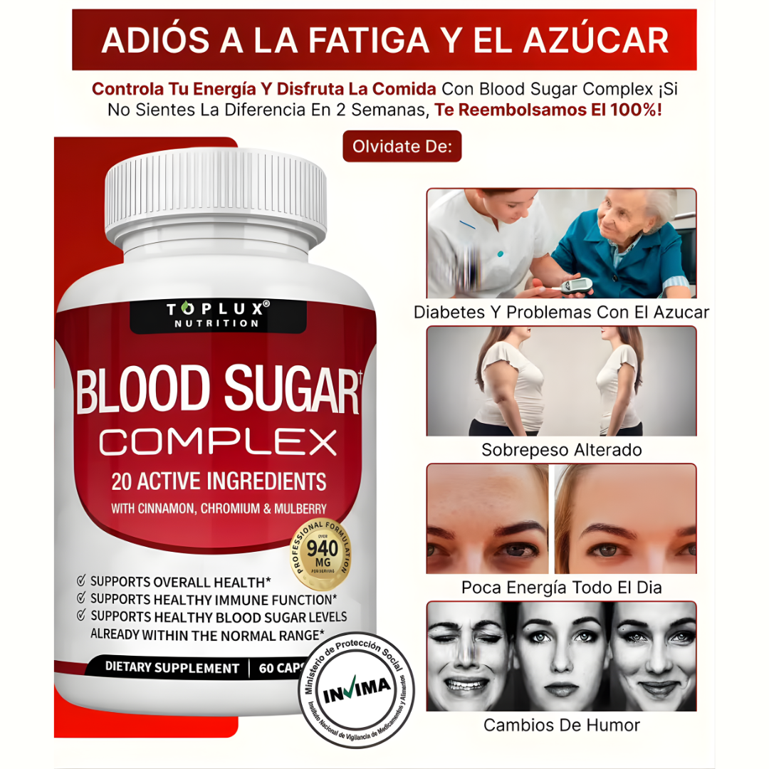 BLOOD SUGAR — Equilibrio natural del azúcar, energía estable y sin los altibajos que cansancio te dejan