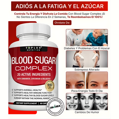 BLOOD SUGAR — Equilibrio natural del azúcar, energía estable y sin los altibajos que cansancio te dejan
