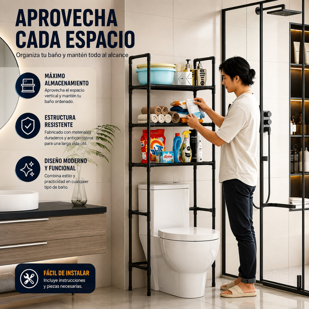 ORGANIZADOR DE BAÑO – Más espacio sobre el inodoro