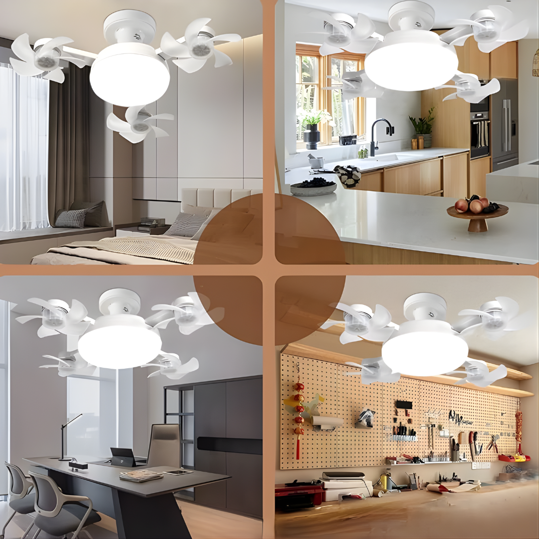 LUZ CON TRES VENTILADORES — Ilumina y refresca sin ventiladores que estorben