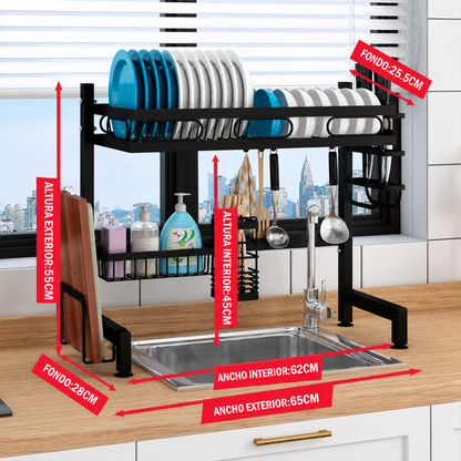 ORGANIZADOR DE PLATOS — Dos niveles, espacio para todo y una cocina que parece otra después de lavar