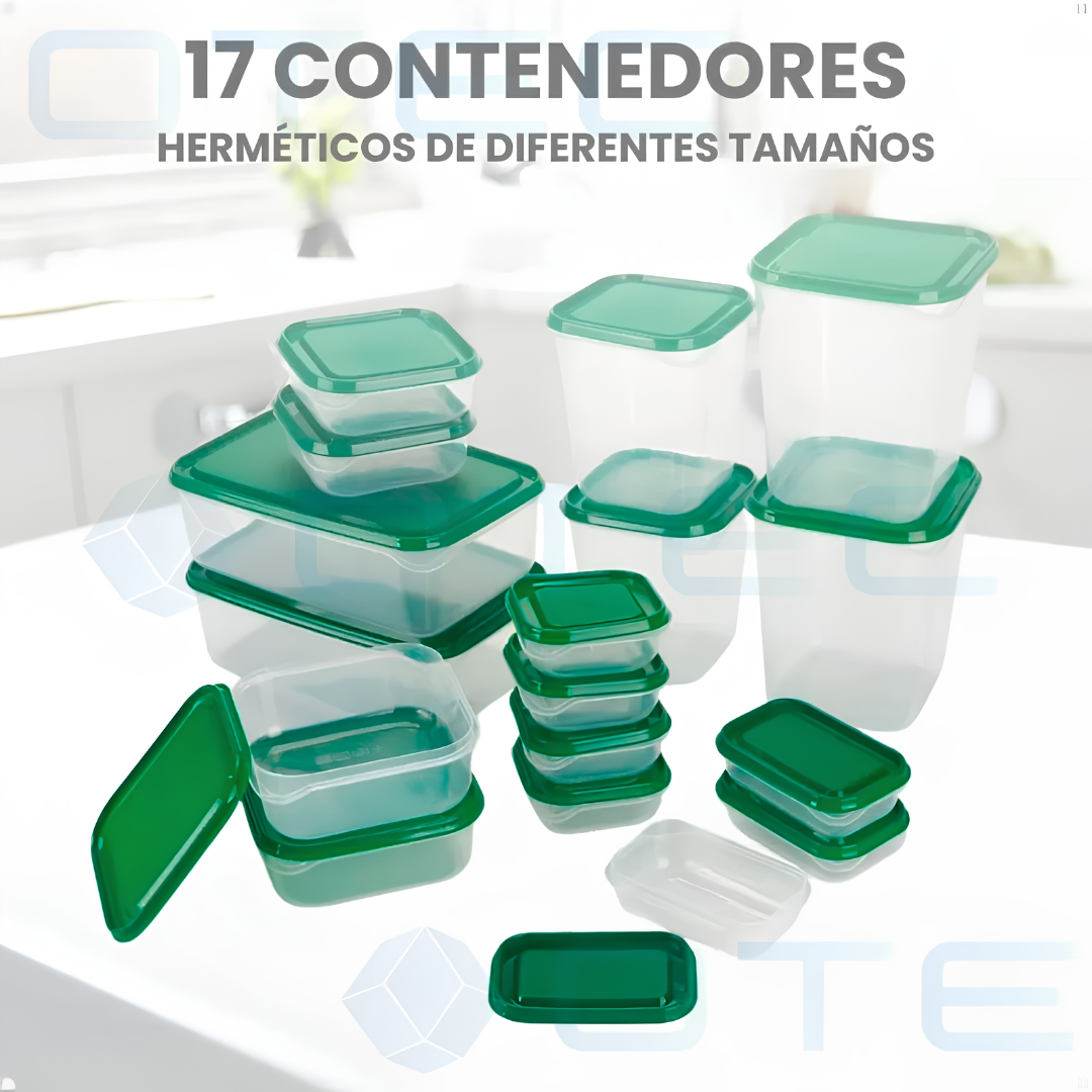 SET DE RECIPIENTES PLÁSTICOS PARA ALIMENTOS — El orden que tu cocina y nevera necesitan