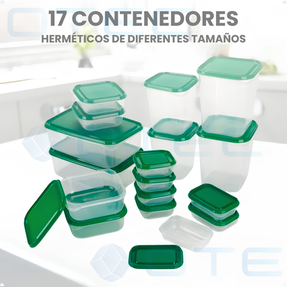 SET DE RECIPIENTES PLÁSTICOS PARA ALIMENTOS — El orden que tu cocina y nevera necesitan
