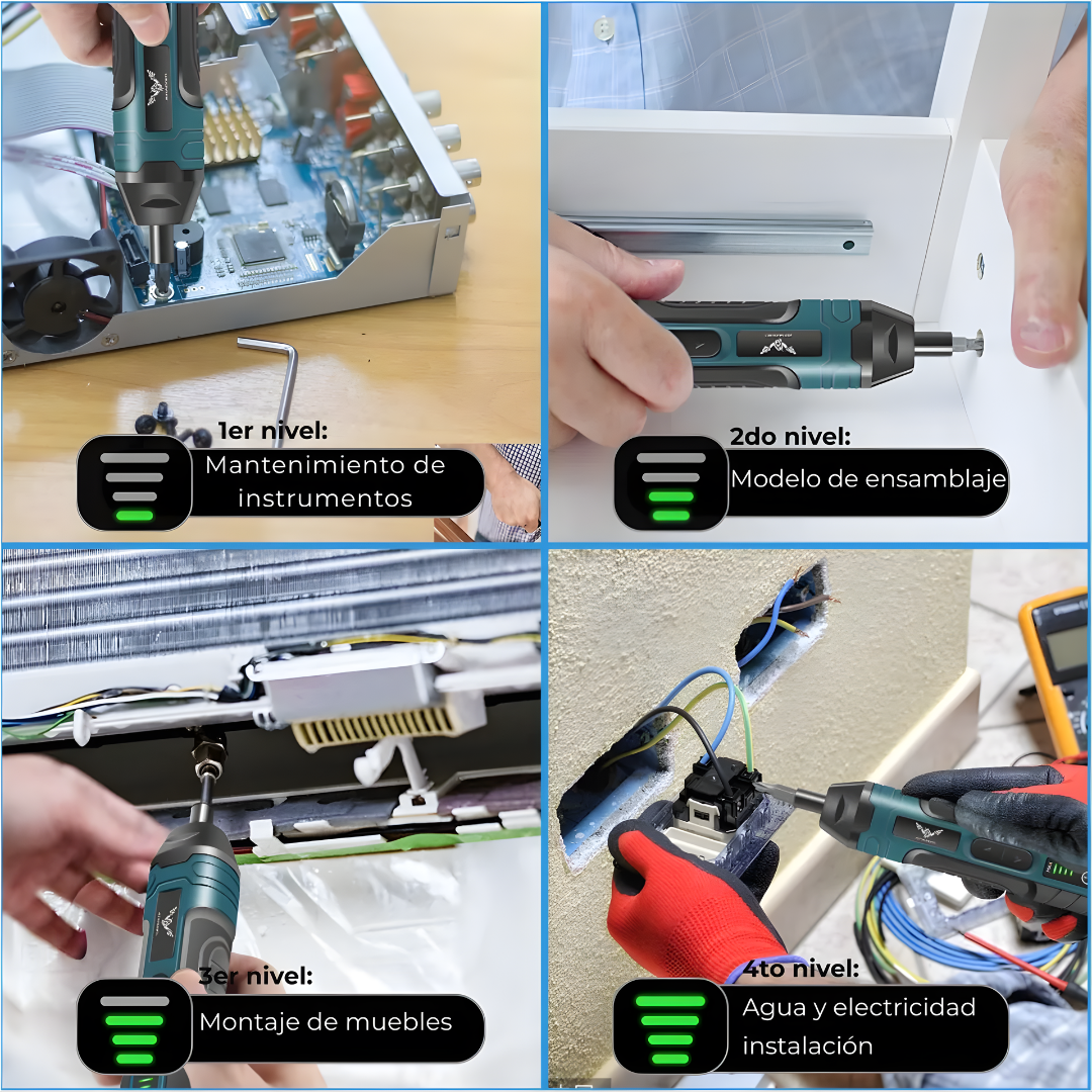DESTORNILLADOR ELÉCTRICO INALÁMBRICO – Potencia compacta, precisión total y trabajo sin cables