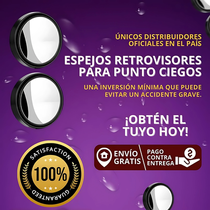 PAR DE ESPEJO REDONDO PARA PUNTO CIEGO — Visión total, conducción más segura
