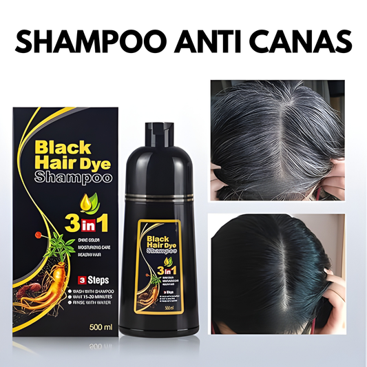 SHAMPOO PARA TEÑIR EL CABELLO DE NEGRO — Canas cubiertas sin salir de casa