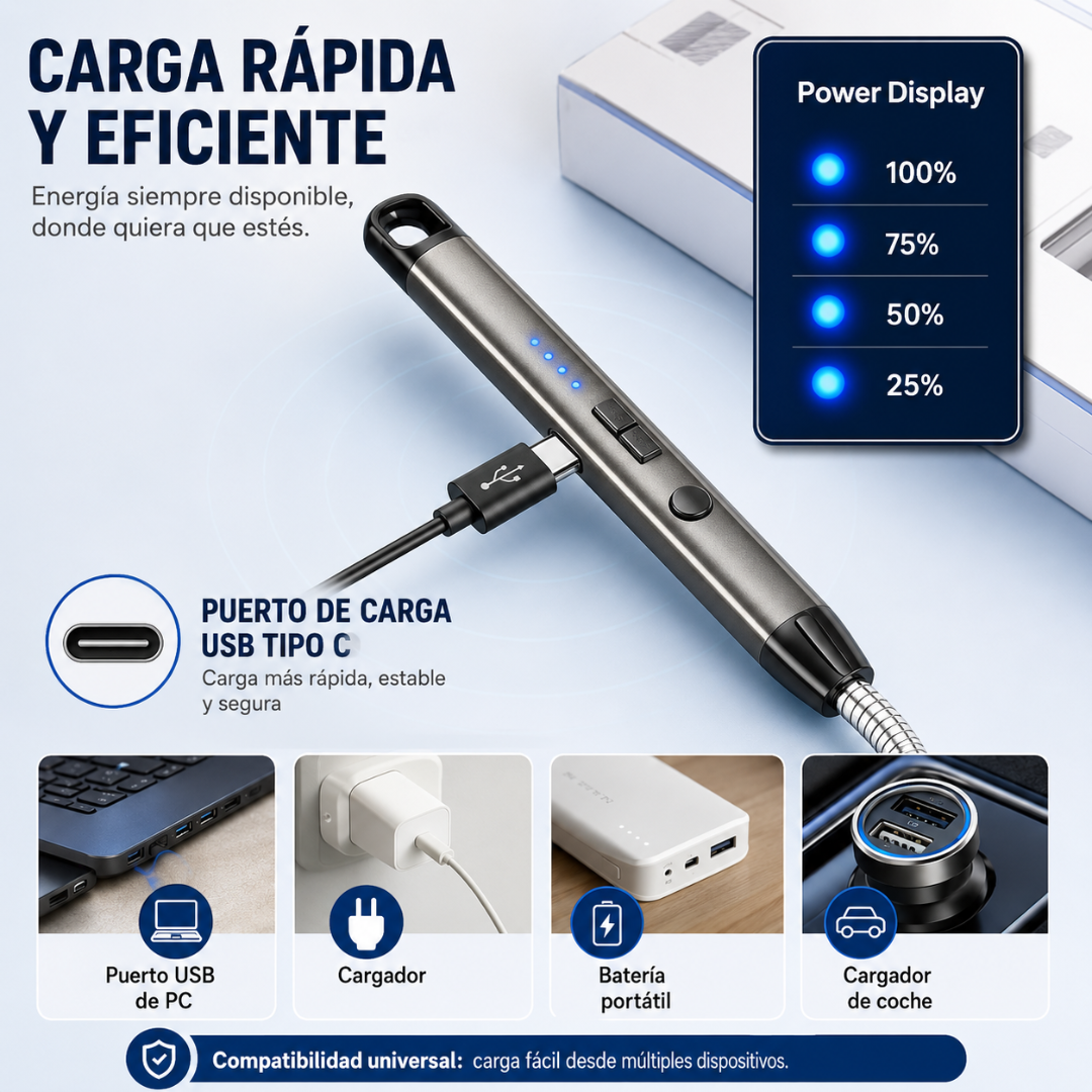 ENCENDEDOR ELÉCTRICO RECARGABLE USB – Prende todo sin gas, sin flama y sin quemarte los dedos
