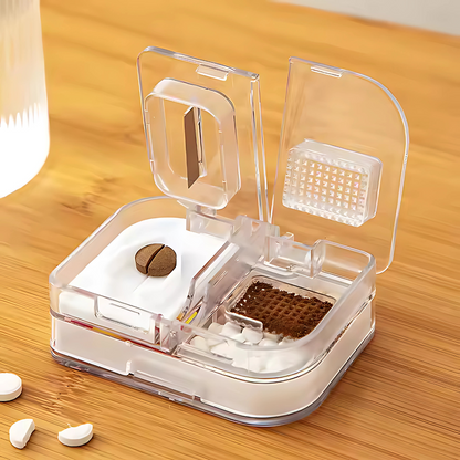 PASTILLERO Y CORTADOR – Organiza, divide y lleva tus medicamentos con total comodidad