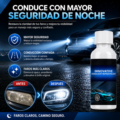 CREMA REPARADORA DE FAROS — Restaura la claridad de tus faros en minutos y ahorra el costo de comprar uno nuevo