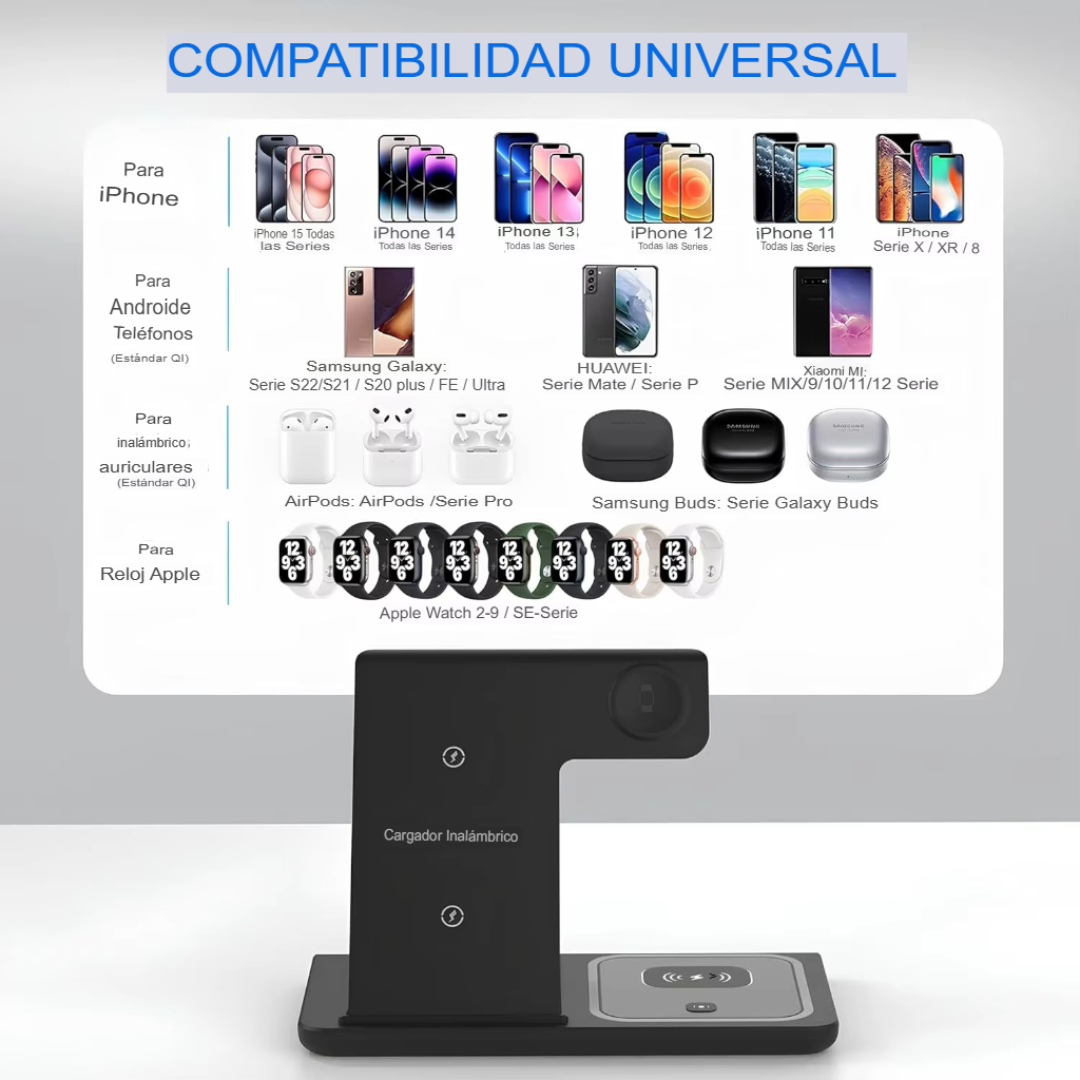 ESTACIÓN DE CARGA INALÁMBRICA — Sin cables, sin desorden, escritorio limpio