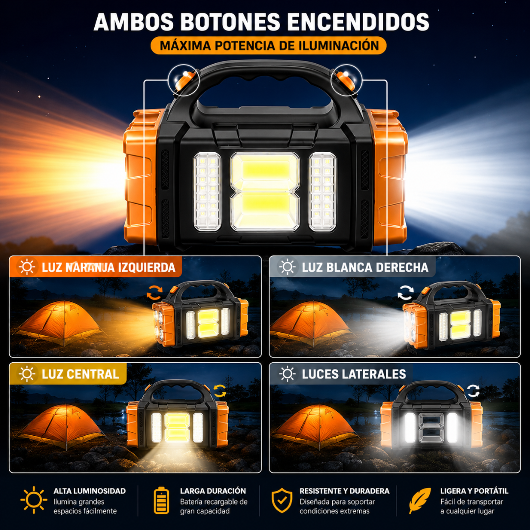 LINTERNA LED RECARGABLE – Iluminación potente y carga auxiliar para cualquier emergencia