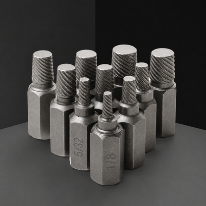 KIT DE EXTRACTORES DE TORNILLOS — Saca tornillos pelados y rotos sin fuerza