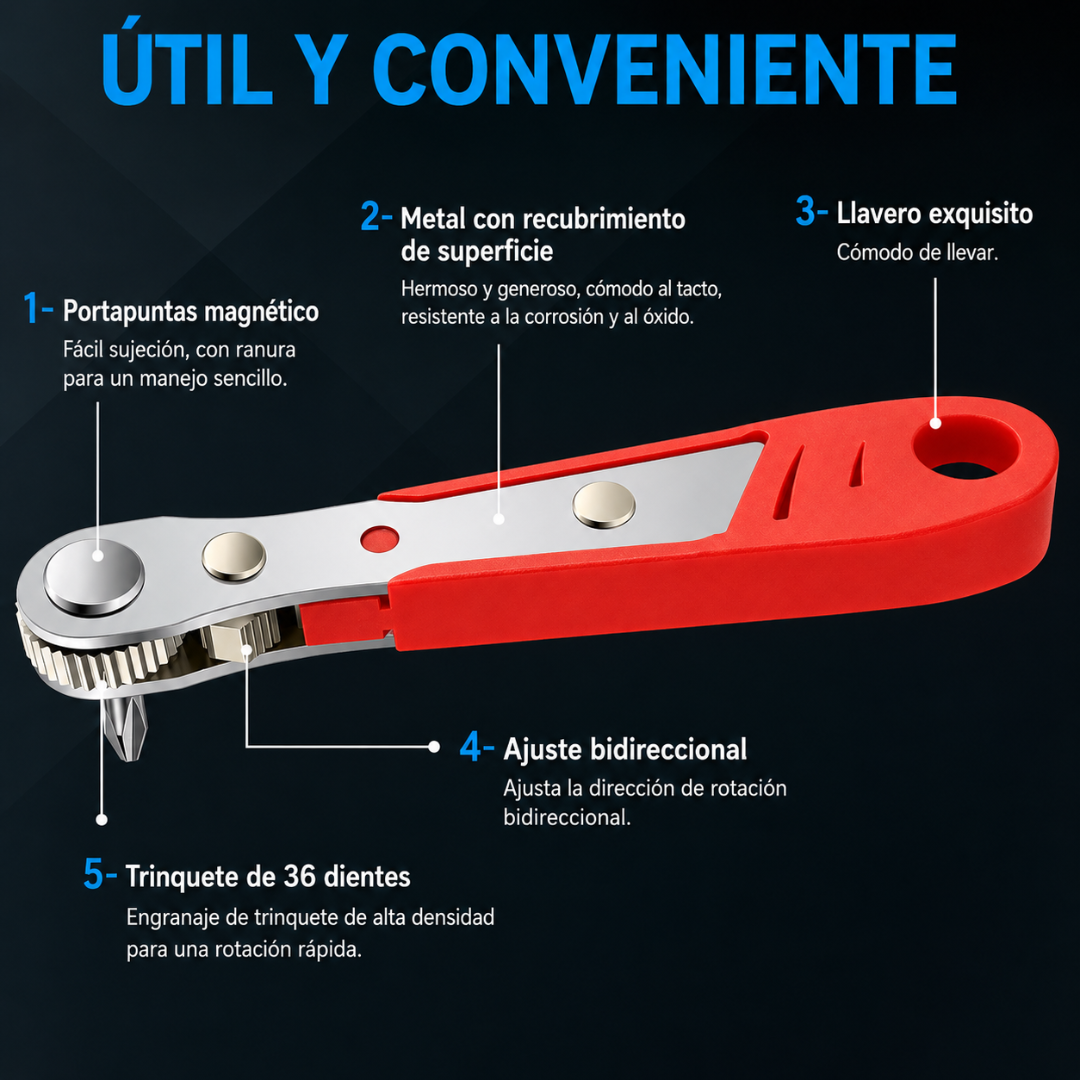 DESTORNILLADOR DE 36 DIENTES — Compacto, preciso y listo para emergencias