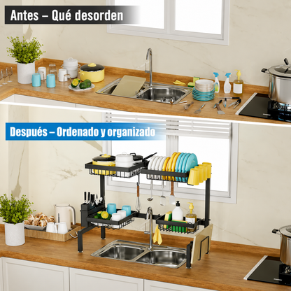 ORGANIZADOR DE PLATOS — Dos niveles, espacio para todo y una cocina que parece otra después de lavar