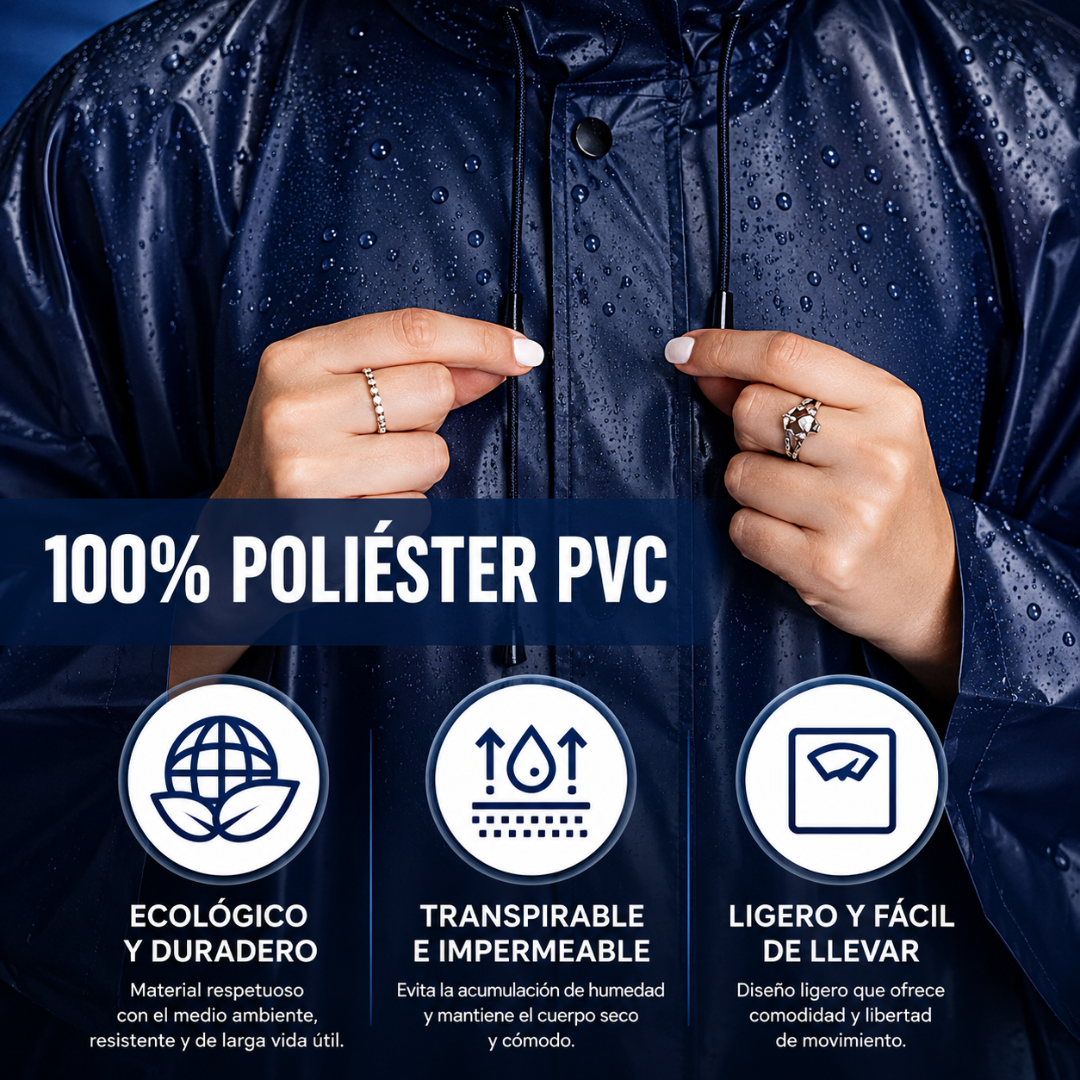 PONCHO IMPERMEABLE REFLECTANTE – Protección total bajo la lluvia, con máxima visibilidad