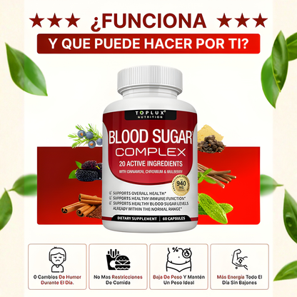 BLOOD SUGAR — Equilibrio natural del azúcar, energía estable y sin los altibajos que cansancio te dejan