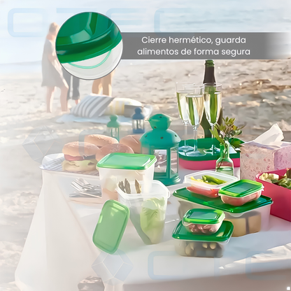 SET DE RECIPIENTES PLÁSTICOS PARA ALIMENTOS — El orden que tu cocina y nevera necesitan