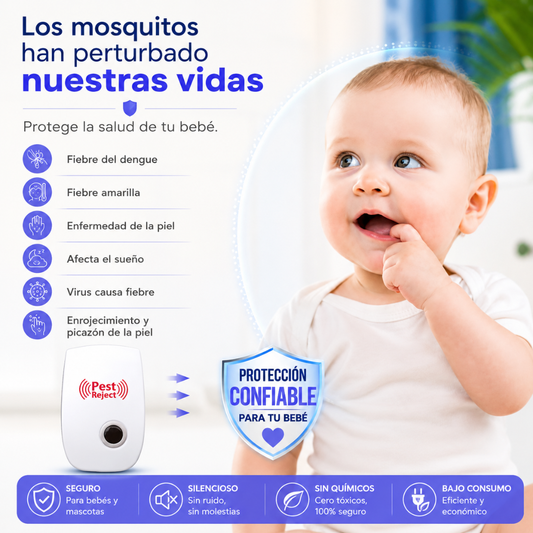 REPELENTE SÓNICO PACK X2 – Protección práctica contra plagas, solo conecta y deja actuar
