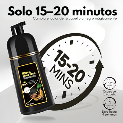 SHAMPOO PARA TEÑIR EL CABELLO DE NEGRO — Canas cubiertas sin salir de casa