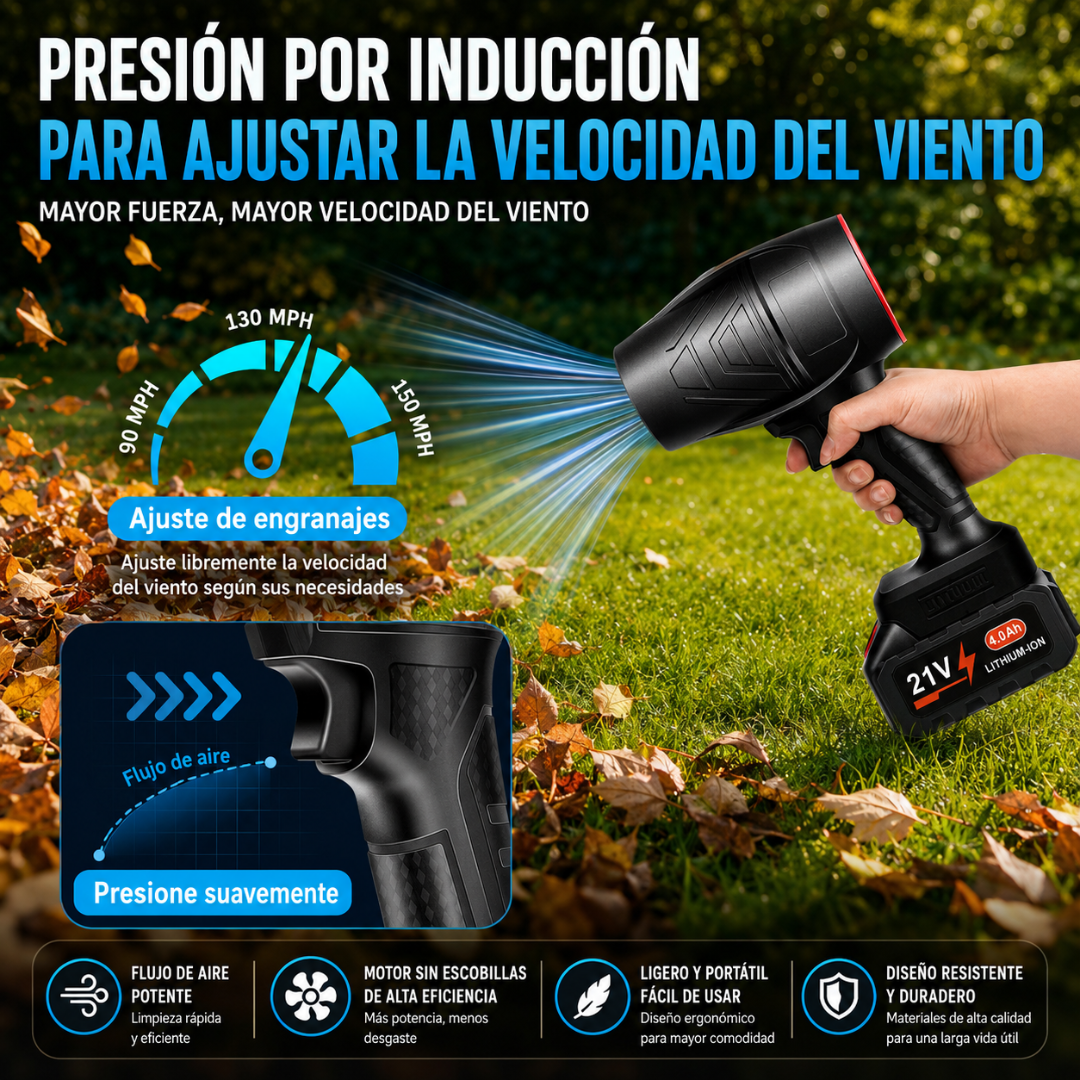 SOPLADORA DE AIRE INALÁMBRICA – Limpieza potente sin cables