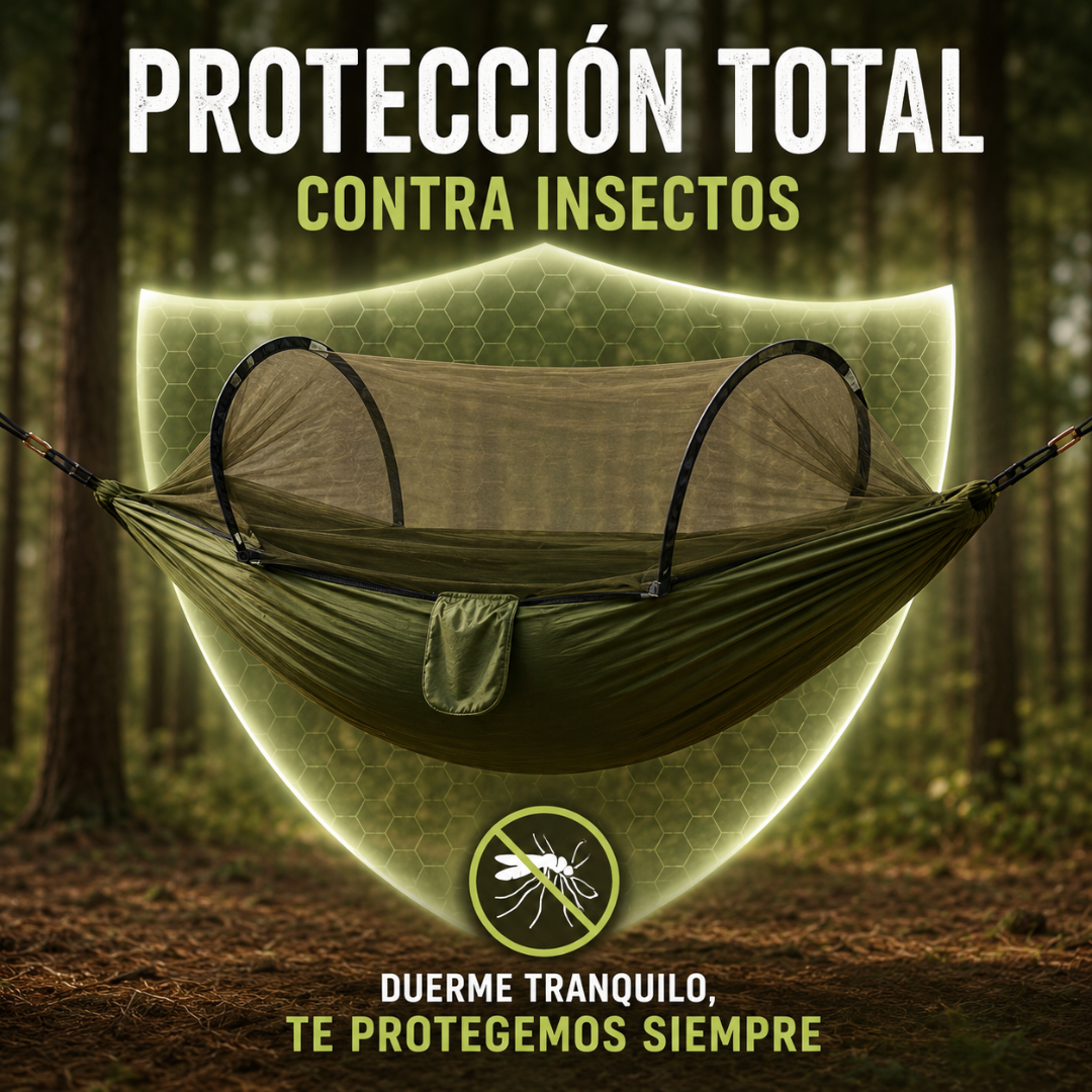 HAMACA DE CAMPING CON MOSQUITERO – Duerme seguro, descansa sin intrusos.