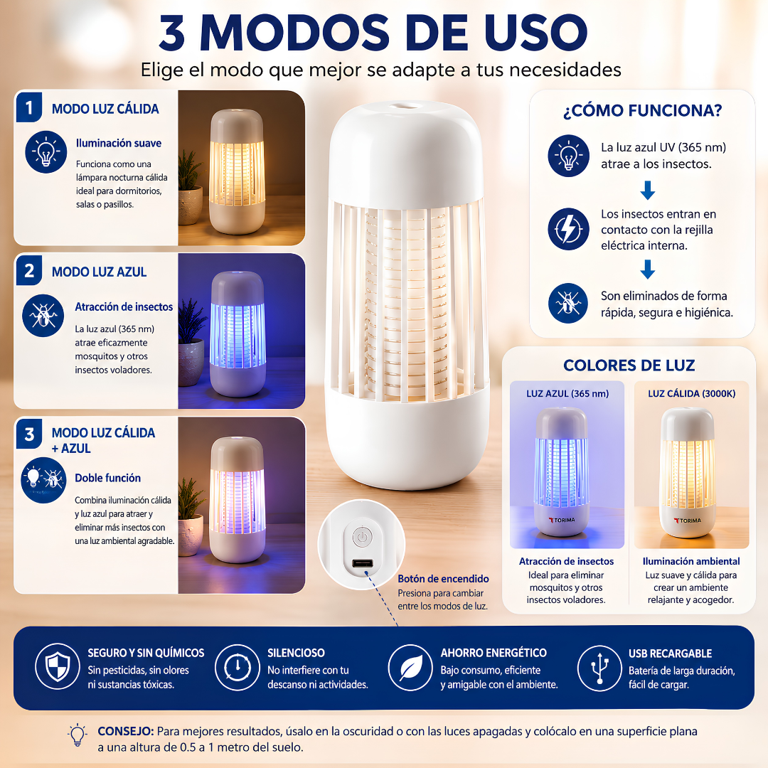 LÁMPARA ANTIMOSQUITOS – Protección práctica con luz UV para espacios más cómodos y tranquilos