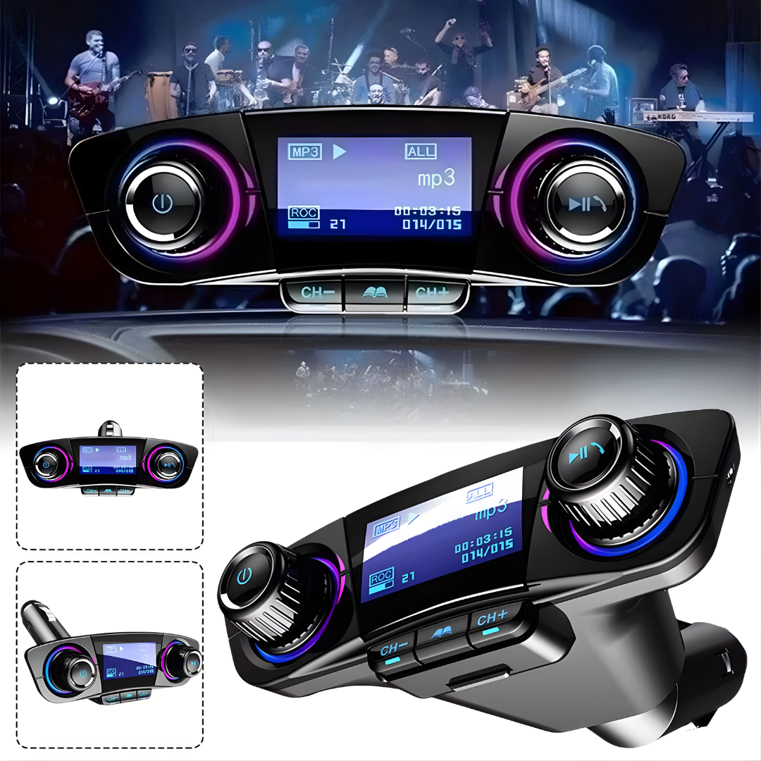 TRANSMISOR FM BLUETOOTH – Conecta tu celular al auto, música sin cables y llamadas manos libres