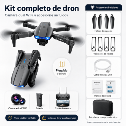 DRONE E99 PRO – Captura tomas aéreas, controla desde tu celular y crea contenido desde otra perspectiva