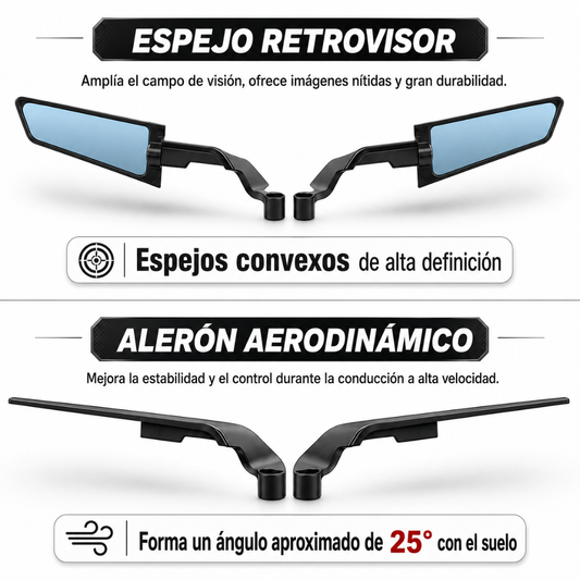 RETROVISORES PARA MOTO — Estilo deportivo y visibilidad total en tu moto