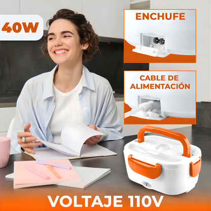 LONCHERA ELÉCTRICA PARA CALENTAR ALIMENTOS — Comida caliente donde estés, sin microondas