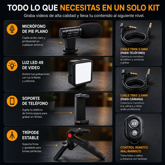 KIT CREACIÓN DE CONTENIDO – Producciones más profesionales, mejor imagen y audio en cualquier lugar