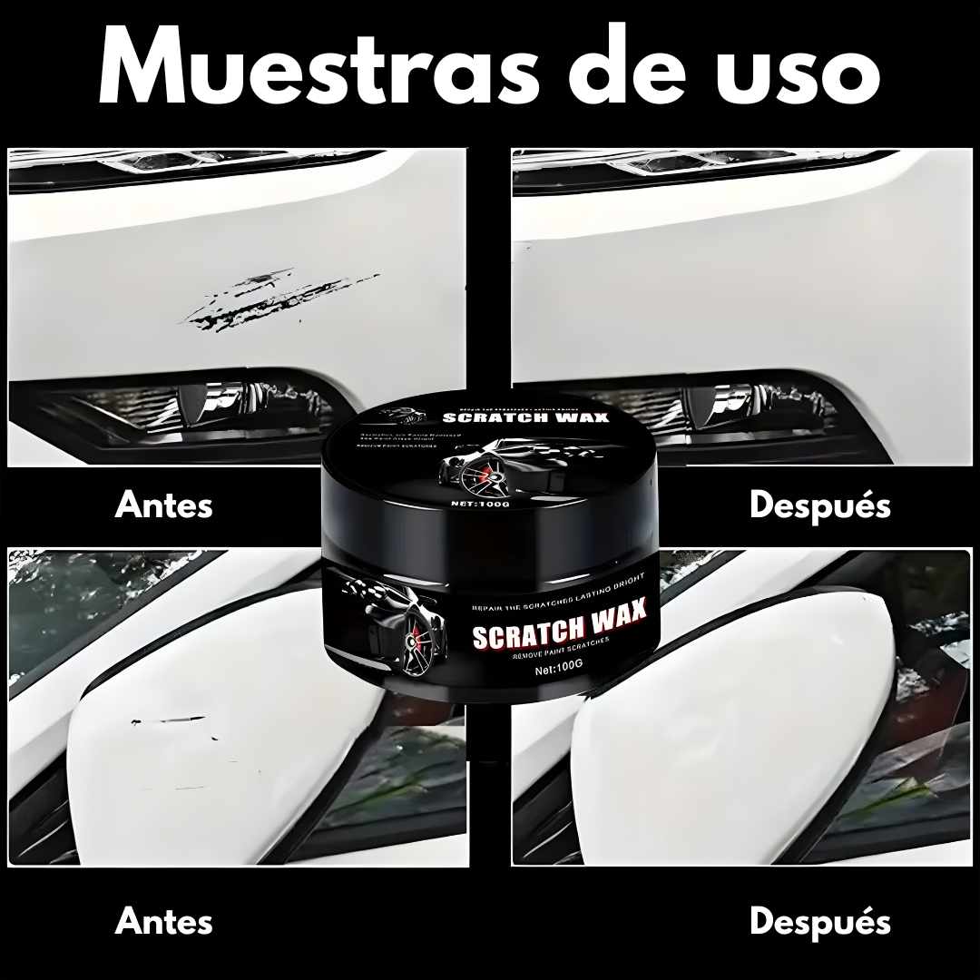 CERA QUITARRAYONES SCRATCH WAX – Disimula rayones, recupera el brillo y renueva la pintura de tu auto
