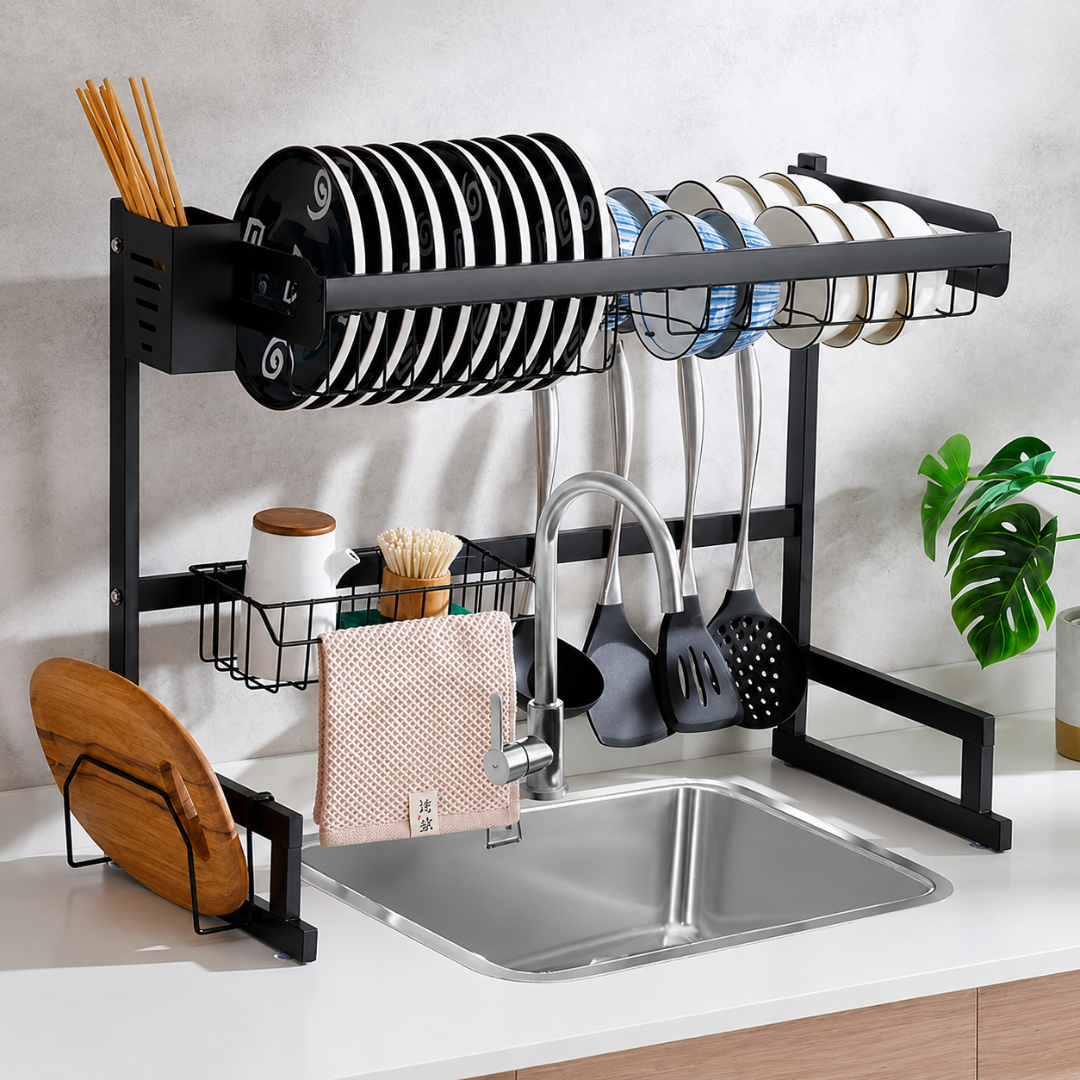 ORGANIZADOR DE PLATOS — Dos niveles, espacio para todo y una cocina que parece otra después de lavar
