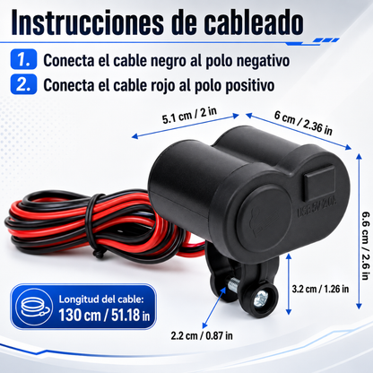 CARGADOR USB Y ENCENDEDOR PARA MOTO – Carga, conecta y conduce con más comodidad bajo cualquier clima