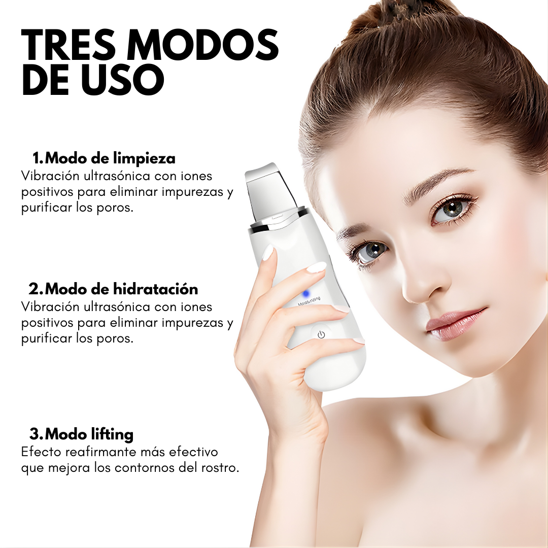 ESPÁTULA ULTRASÓNICA FACIAL – Limpieza profunda, poros más finos y piel suave sin irritación