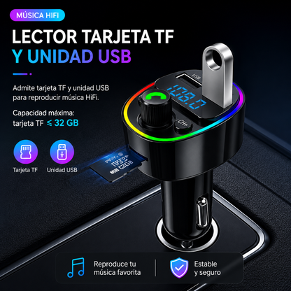 REPRODUCTOR MP3 FM BLUETOOTH PARA CARRO – Música, llamadas y carga inteligente en cualquier vehículo